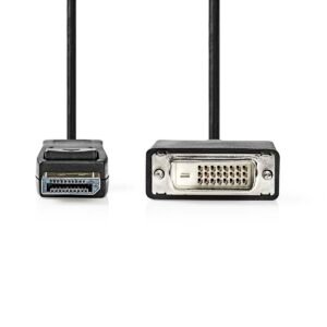 Kabëll DisplayPort Male në DVI-D 24+1 Male Nedis CCGL37200BK20 2m 1080p