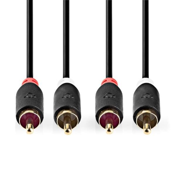 Stereo Audio Cable 2x RCA Male to 2x RCA Male,Gold Plated, 2.00 m - Figura 2