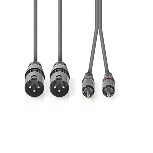 Balanced Audio Cable - 2x XLR 3-Pin Male to 2x RCA Male, 1.50m