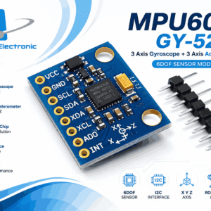 MPU6050 GY-521 sensor module with 3 axis gyroscope and 3 axis accelerometer for robotics, automation and IoT projects at Atila Electronic.