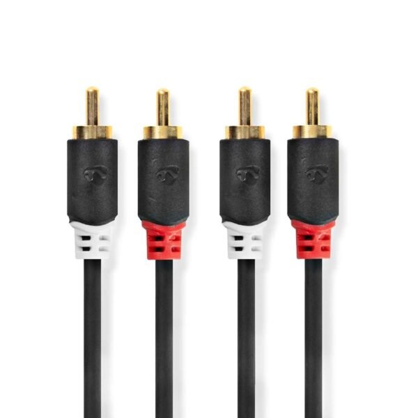 Stereo Audio Cable 2x RCA Male to 2x RCA Male, Gold Plated, 2.00 m