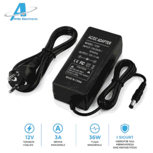 Ushqyes 12V 3A 36W me dalje DC dhe prizë Schuko
