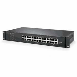 Switch PoE Gigabit me 24 porta Ethernet, buxhet PoE 300W dhe montim Rackmount 19 inch