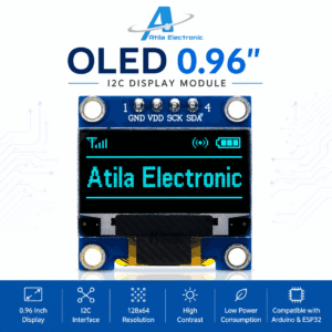 OLED 0.96” I2C display me ekran 128x64 për Arduino dhe ESP32, ideal për projekte elektronike, IoT dhe robotikë DIY.