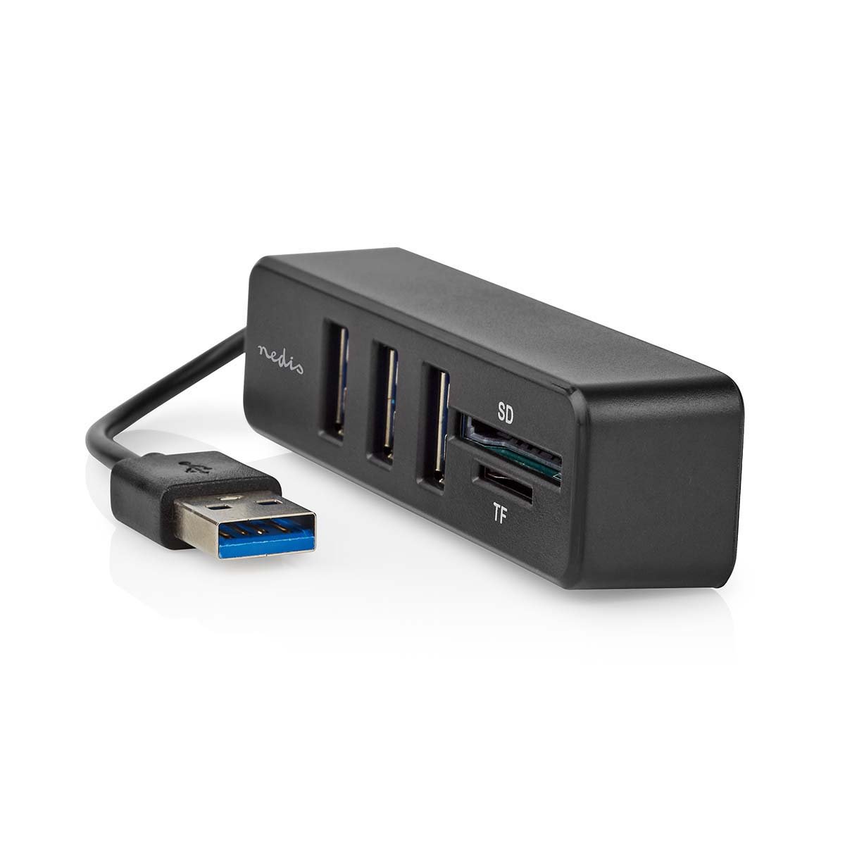 Nedis USB 2.0 hub me 5 porta dhe lexues të integruar SD dhe MicroSD për laptop dhe PC