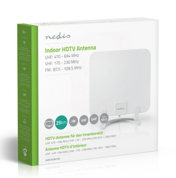 Nedis Indoor HDTV Antenna 0-25 km ANIR2502BK700