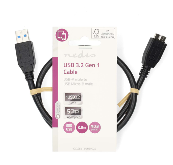 USB Cable USB 3.2 USB Micro-B Male CCGL61500BK05