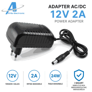 Ushqyes 12V 2A 24W me kabllo AC dhe dalje DC për kamera CCTV, LED dhe pajisje elektronike