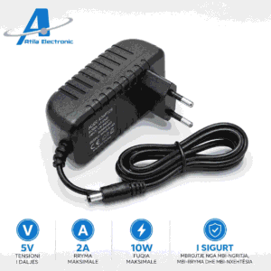 Ushqyes 5V 2A 10W për routerë dhe pajisje të vogla elektronike me tension 5V DC