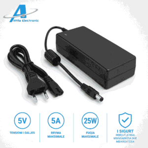 Ushqyes 5V 5A 25W për ndriçim LED dhe pajisje elektronike me tension 5V DC
