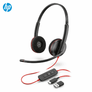 HP Poly Blackwire 3220 stereo headset USB-C me adapter USB-A dhe mikrofon noise-cancelling – 8X228A6