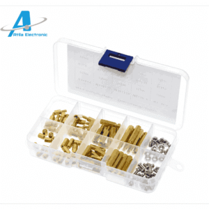 M3 Brass Hex Screw & Nut Kit me 120 pjesë prej bronzi për montimin e PCB-ve, Arduino, ESP32 dhe projekte robotike DIY. Kit organizues me spacer hexagonal, vida dhe dado cilësore për elektronikë dhe automatizim.