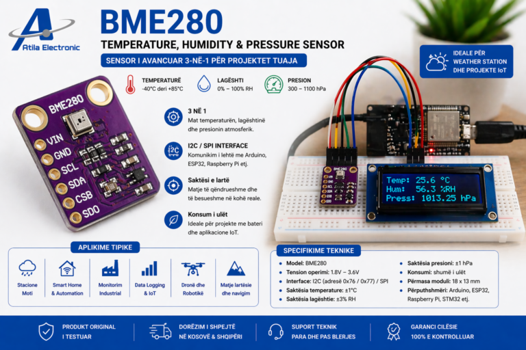Temprature Pressure Humidity Arduino Module BME280 Temperature, Humidity & Pressure Sensor për Arduino, ESP32 dhe ...