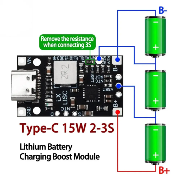 Type-C 2S / 3S BMS 2A Lithium Battery Charging Module - atila ...