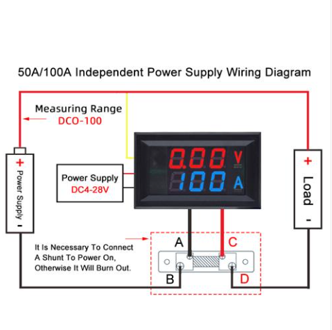 Voltmeter Ammeter 0-100V 50A