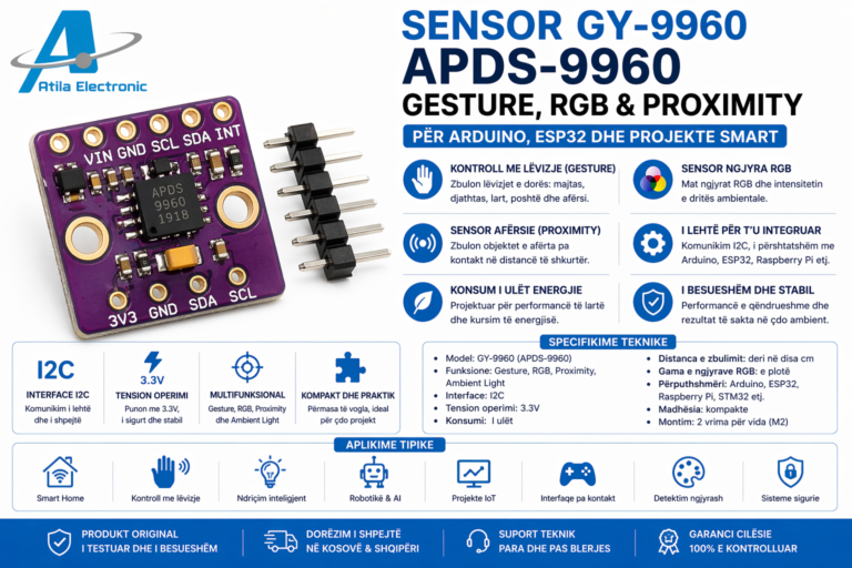 Sensor GY-9960 APDS-9960 Gesture, RGB & Proximity për Arduino, ESP32 dhe Projekte Smart