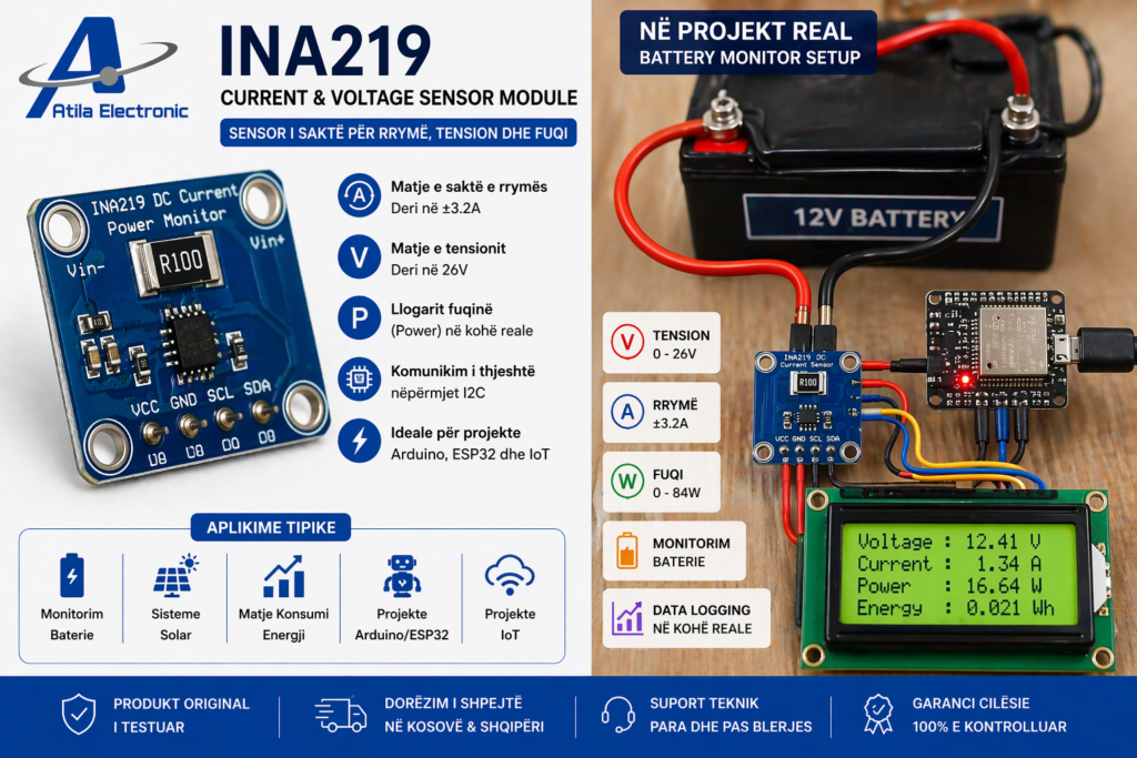 INA219 High Precision Current & Voltage Sensor Module I2C për Arduino ...