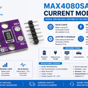Modul MAX4080 për matjen precize të rrymës DC, ideal për projekte Arduino, ESP32 dhe monitorim energjie.