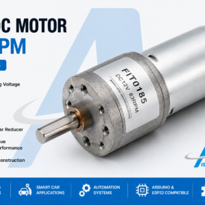 12V DC Motor 83RPM FIT0185 me reduktor metalik dhe çift rrotullues të lartë, ideal për robotikë, Smart Car, automatizim dhe projekte DIY elektronike nga Atila Electronic.