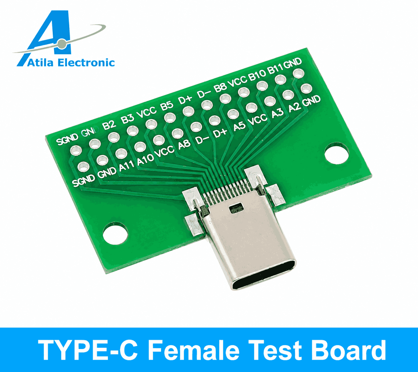 Type-C Female Test Board USB-C Breakout Module për testim dhe zhvillim elektronik