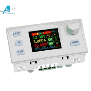 XY-SK60S Buck Boost Converter 60W 5A me ekran TFT me ngjyra, funksion MPPT, CC/CV/CW dhe dalje të rregullueshme për karikim baterish dhe projekte elektronike nga Atila Electronic.