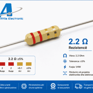 Rezistencë 2.2 Ohm për elektronikë, automatizim dhe aplikime elektroauto nga Atila Electronic.