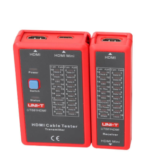 Testues Kabujsh HDMI UNI-T UT681HDMI me transmetues dhe marrës për HDMI Type A dhe Mini HDMI Type C