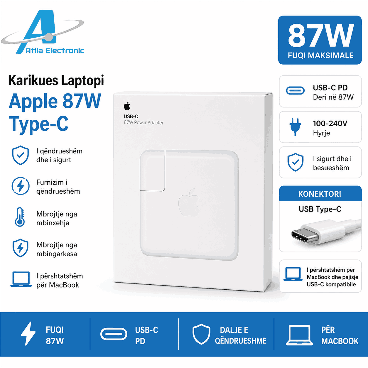 Karikues Apple MacBook 87W Type-C USB-C Power Delivery
