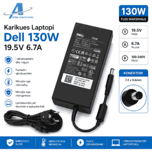 Karikues laptopi Dell 130W 19.5V 6.7A me kabllo furnizimi