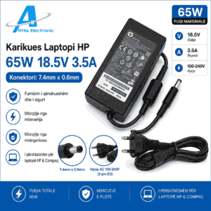 Karikues Laptopi HP 65W 18.5V 3.5A me konektor 7.4x0.6mm