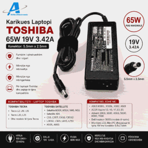 Karikues Laptopi Toshiba 65W 19V 3.42A me konektor 5.5x2.5mm