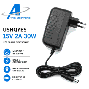 Ushqyes 15V 2A 30W me konektor DC për pajisje elektronike 15V