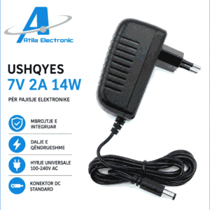 Ushqyes 7V 2A 14W me konektor DC për pajisje elektronike me tension 7V
