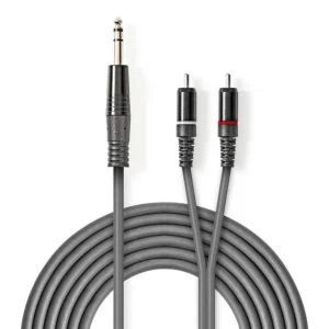 Kabëll stereo Nedis COTH23300GY15 Jack 6.35mm Male në 2x RCA Male 1.5m