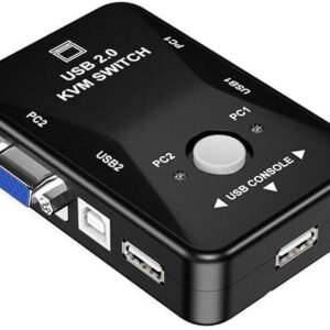 KVM-21UA 2-Port USB VGA KVM Switch për kontrollin e 2 kompjuterëve me një monitor tastierë dhe mouse
