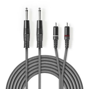 Kabëll 2x Jack 6.35mm në 2x RCA Nedis COTH23320GY15 1.5m