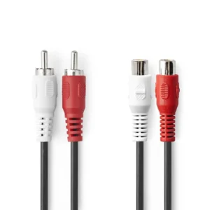 Nedis / Stereo Audio Extension Cable 2x RCA Male to 2x RCA Female 5m Black / CAGB24205BK50
