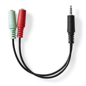Splitter headset Nedis CAGB22150BK02 Jack 3.5mm 4-Pin në 2x Female audio dhe mikrofon