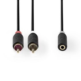 Kabëll 2x RCA Male në Jack 3.5mm Female Nedis CABW22255AT02 0.2m Gold Plated