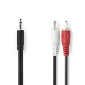 Kabëll AUX 3.5mm Male në 2x RCA Male Nedis CAGB22200BK20 2m