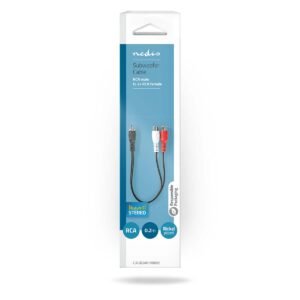 Nedis / Subwoofer Cable RCA Male to 2x RCA Female 0.20m Black / CAGB24010BK02