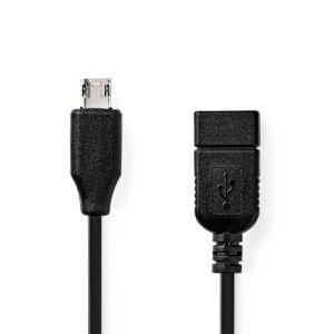 Nedis CCGB60515BK02 adapter USB Micro-B Male në USB-A Female OTG 0.20m Black