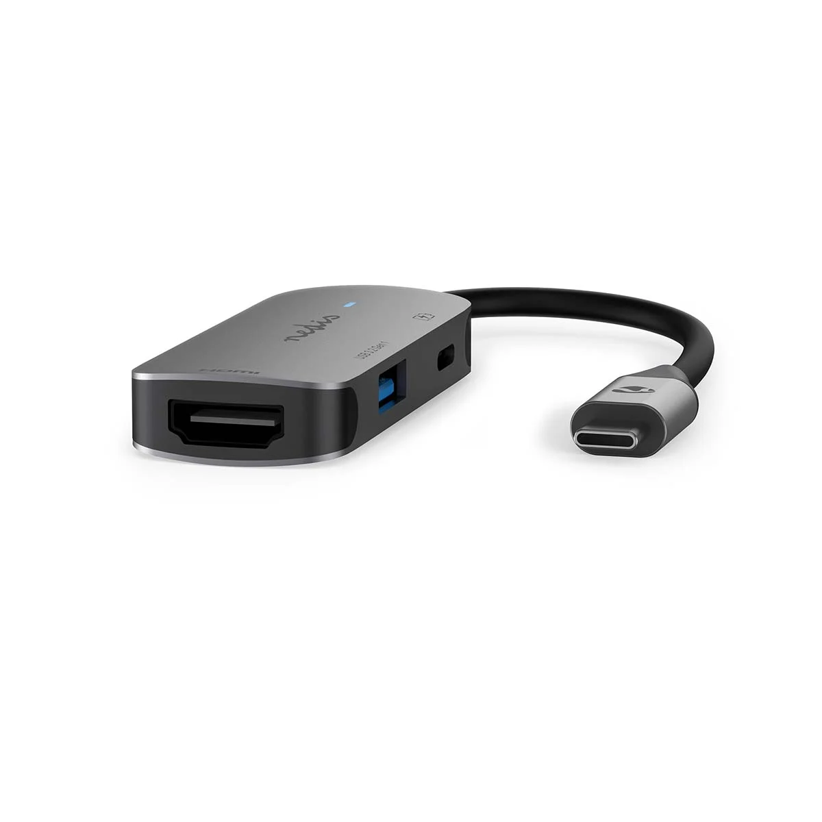 Nedis CCGB64230GY01 USB-C multiport adapter me HDMI, USB-A dhe USB-C për video, të dhëna dhe lidhje periferike