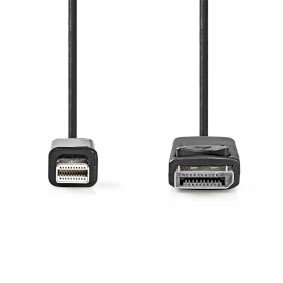 Kabëll Mini DisplayPort Male në DisplayPort Male Nedis CCGL37400BK20 2m 4K 60Hz