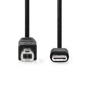 Kabëll USB 2.0 USB-C Male në USB-B Male 1m Nedis CCGL60650BK10