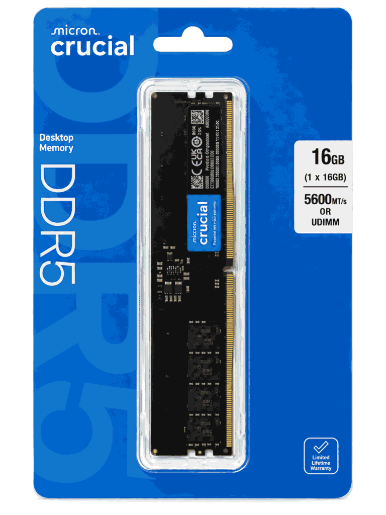 Crucial 16GB DDR5 5600MT/s UDIMM Desktop – CT16G56C46U5