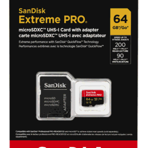 SanDisk Extreme PRO microSDXC 64GB 200MB/s U3 V30 A2 me adapter