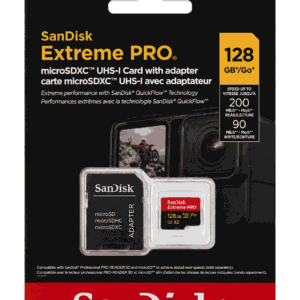SanDisk Extreme PRO microSDXC 128GB 200MB/s U3 V30 A2 me adapter