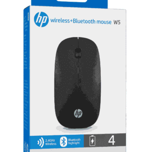 HP W5 Wireless Bluetooth rechargeable mouse Black me 2.4 GHz dhe 4 butona