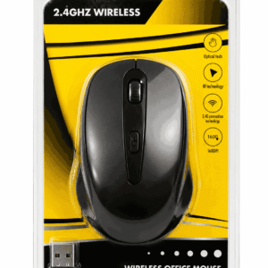 Wireless Office Mouse Black 2.4GHz 1600 DPI me USB receiver dhe buton DPI